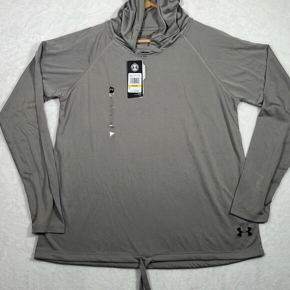Under Armour Women's gray Heatgear Velocity Twist Hoodie-women’s medium-NWT - Picture 1 of 11